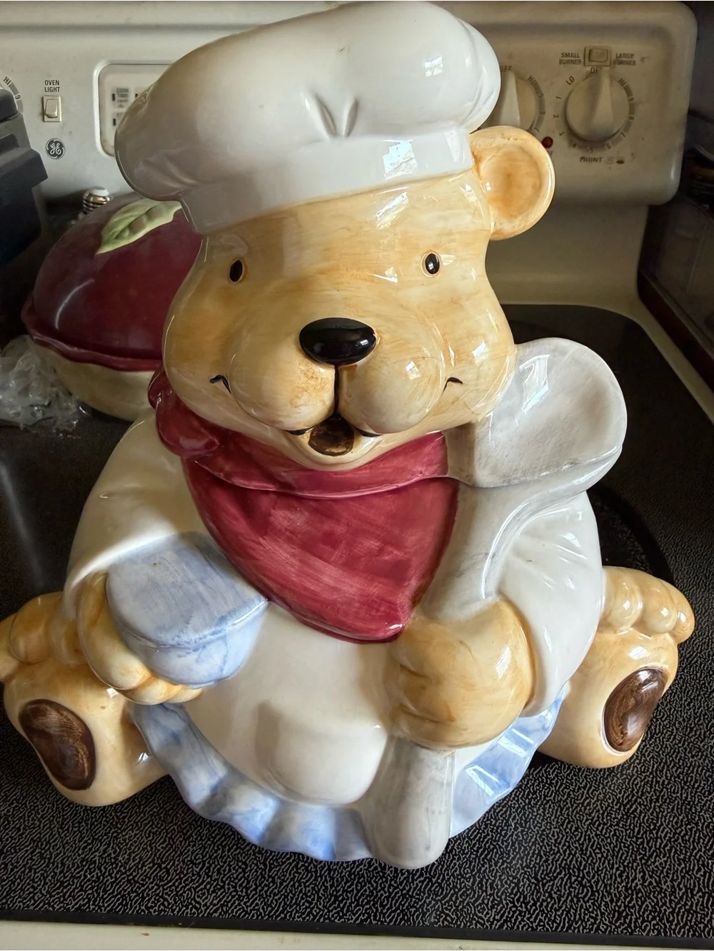 Ceramic Bear Chef Cookie Jar - White and Red